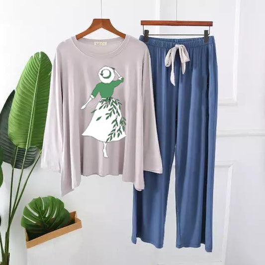 Stylish Woman Print Two-Piece Home Wear & Sleepwear Set