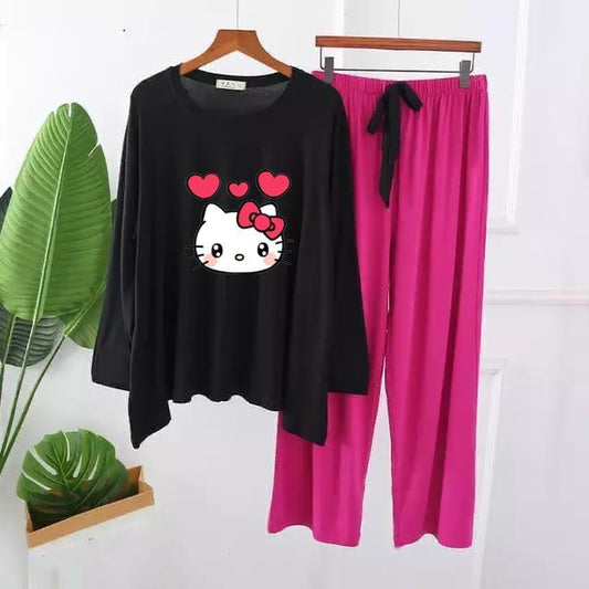 Adorable Cartoon Character Graphic Pajama Set - Loose Fit Two-Piece