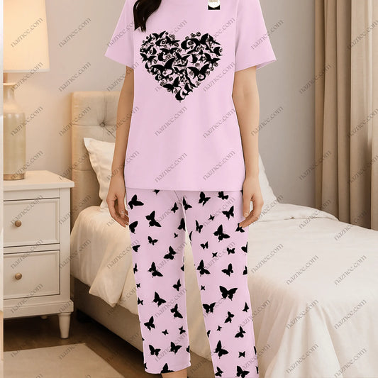Butterfly Heart Tee & Capri Pajama Set