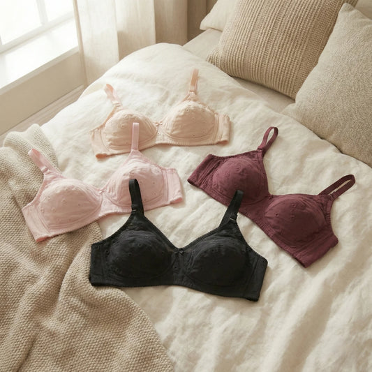 Women’s Soft Malai Jersey Half Net Comfort Bra