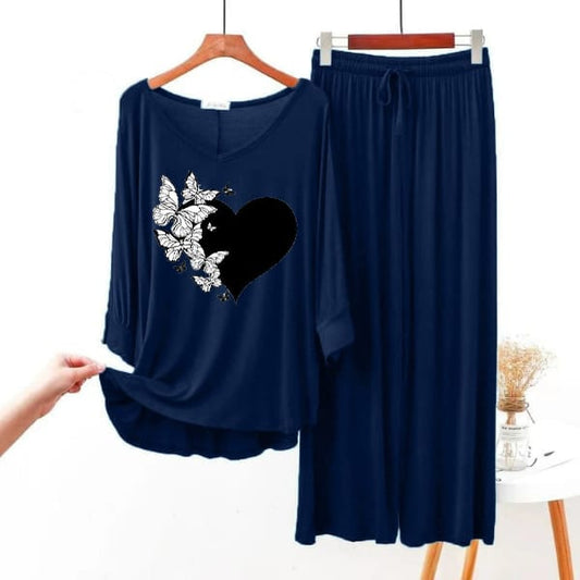 Elegant Butterfly Silhouette & Heart Graphic Lounge Set